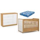 Berço Americano Capitonê New Boucle E Cômoda Infantil Tutto New Freijó E Colchão - Matic