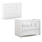 Berço Americano Com Capitonê New Boucle E Cômoda Infantil Tutto New Branco Acetinado - Matic