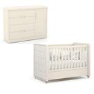 Berço Americano Com Capitonê New Boucle E Cômoda Infantil Tutto New Off White - Matic