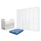 Berço Americano Danny Branco Acetinado Reller e Guarda Roupa Casal Americano 6 portas Branco HP e Colchão TendTudo - Henn. Berço Americano Danny Branco Acetinado Reller e Guarda Roupa Casal Americano 6 portas Branco HP e Colchão TendTudo - Henn.