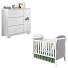 Berço Americano Danny e Cômoda Infantil Ane Branco Brilho Phoenix Baby