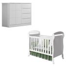 Berço Americano Danny E Cômoda Infantil Eloá Branco Acetinado Phoenix Baby