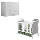 Berço Americano Danny e Cômoda Infantil Eloá Branco Acetinado Phoenix Baby