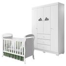 Berço Americano Danny E Guarda Roupa Infantil Ane Branco Brilho Phoenix Baby
