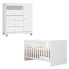Berço Americano Doce Sonho 100 com Cômoda Infantil Ternura Baby Branco Brilho - Incorplac