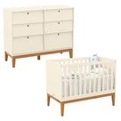 Berço Americano E Cômoda 6 Gavetas Unique Off White Eco Wood - Matic