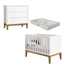 Berço Americano E Cômoda Gaveteiro New Classic Branco Com Pés Madeira E Colchão Gazin - Reller