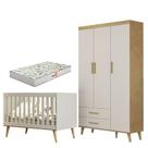 Berço Americano e Guarda Roupa Infantil Ludmila Off White Bétula com Colchão Gazin - Carolina Baby Berço Americano e Guarda Roupa Infantil Ludmila Off White Bétula com Colchão Gazin - Carolina Baby