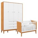 Berço Americano e Guarda Roupa Unique 4 Portas Freijó Branco Soft Eco Wood - Matic Berço Americano e Guarda Roupa Unique 4 Portas Freijó Branco Soft Eco Wood - Matic
