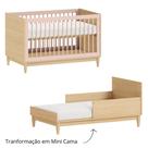 Berço Americano em MDF laqueado Rosa vira Cama 2 em 1 Marca Quater Rosa com Carvalho