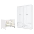 Berço Americano Evolution 4 em 1 Branco Acetinado e Guarda Roupa Infantil Americano 4 Portas Branco HP - Henn