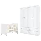 Berço Americano Evolution 4 Em 1 Branco Acetinado GuardaRoupa Infantil Americano 4Portas Branco Henn