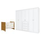 Berço Americano Evolution 4 Em 1 Branco Acetinado Savana Guarda Roupa Casal 6 Portas Branco Hp Henn