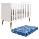 Berço Americano Isis Branco com Colchão Baby Physical - Reller Móveis Berço Americano Isis Branco com Colchão Baby Physical - Reller Móveis