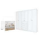 Berço Americano Katatau Branco Acetinado Reller e Guarda Roupa Casal Americano 6 Portas Branco HP Henn