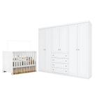 Berço Americano Katatau Branco Acetinado Reller e Guarda Roupa Casal Americano 6 Portas Branco HP Henn