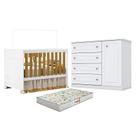 Berço Americano Katatau Branco Acetinado Savana Reller e Cômoda Infantil Americano Branco HP e Colchão Gazin - Henn Berço Americano Katatau Branco Acetinado Savana Reller e Cômoda Infantil Americano Branco HP e Colchão Gazin - Henn