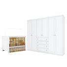 Berço Americano Katatau Branco Acetinado Savana - Reller E Guarda Roupa Casal Americano 6 Portas Branco Hp - Henn