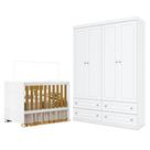 Berço Americano Katatau Branco Acetinado Savana - Reller E Guarda Roupa Infantil Americano 4 Portas Branco Hp - Henn