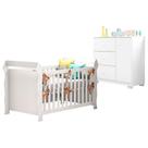 Berço Americano Lara com Cômoda Infantil Duda Branco Brilho Phoenix Baby