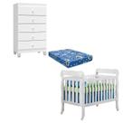 Berço Americano Lila com Colchão para Berço Americano e Cômoda Gaveteiro Ternura Baby Branco Brilho - Incorplac