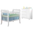 Berço Americano Lila Com Cômoda Infantil Duda Branco Brilho - Phoenix Baby