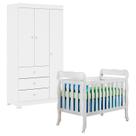 Berço Americano Lila com Guarda Roupa Duda 3 Portas Branco Brilho Phoenix Baby