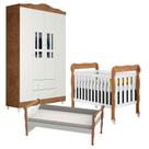 Berço Americano Lila Guarda Roupa Ariel 4 Portas e Cama Babá Julia Branco Acetinado Amadeirado - Carolina Berço Americano Lila Guarda Roupa Ariel 4 Portas e Cama Babá Julia Branco Acetinado Amadeirado - Carolina