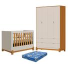 Berço Americano Lótus Liso Areia Savana com Guarda Roupa Infantil Lotus Liso 4 Portas Areia Savana com Colchão Tend Tudo - Reller Berço Americano Lótus Liso Areia Savana com Guarda Roupa Infantil Lotus Liso 4 Portas Areia Savana com Colchão Tend Tudo - Reller
