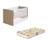 Berço Americano Mini Cama com Colchão Q Encanto Carvalho Qmovi
