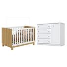 Berço Americano Mini Cama Q Encanto Slim Freijó Branco Acetinado - Qmovi e Cômoda Infantil Americano Branco HP - Henn