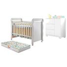 Berço Americano Mirelle e Cômoda Infantil Duda Branco Brilho com Colchão Gazin Phoenix Baby