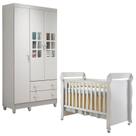 Berço Americano Mirelle e Guarda Roupa Mariah 3 Portas Branco Brilho Carolina Berço Americano Mirelle e Guarda Roupa Mariah 3 Portas Branco Brilho Carolina