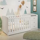 Berço Americano Multifuncional Atlanta com Cômoda 3 Gavetas Branco Fosco - Reller Berço Americano Multifuncional Atlanta com Cômoda 3 Gavetas Branco Fosco - Reller