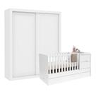 Berço Americano Multifuncional Formare com Guarda Roupa Tutto New 2 Portas Branco Acetinado - Matic
