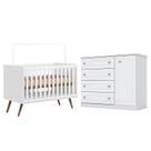 Berço Americano Q Encanto 3820 Retrô Branco Acetinado - Qmovi e Cômoda Infantil Americano Branco HP - Henn
