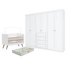 Berço Americano Q Encanto 3820 Retrô Branco Acetinado - Qmovi e Guarda Roupa Casal Americano 6 Portas Branco HP e Colchão Gazin - Henn Berço Americano Q Encanto 3820 Retrô Branco Acetinado - Qmovi e Guarda Roupa Casal Americano 6 Portas Branco HP e Colchão Gazin - Henn