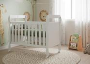 Berço Americano Soninho Rodízios Moderno Compacto Vira Mini Cama Para Quarto Bebê Infantil MDF