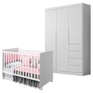 Berço Americano Tico e Guarda Roupa Infantil Eloá Branco Acetinado Phoenix Baby Berço Americano Tico e Guarda Roupa Infantil Eloá Branco Acetinado Phoenix Baby