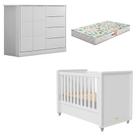 Berço Americano Tutto New e Cômoda Infantil Eloá Branco Acetinado com Colchão Gazin Phoenix Baby