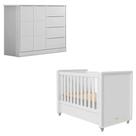 Berço Americano Tutto New E Cômoda Infantil Eloá Branco Acetinado Phoenix Baby