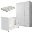 Berço Americano Tutto New e Guarda Roupa Infantil Eloá Branco Acetinado com Colchão Gazin Phoenix Baby Berço Americano Tutto New e Guarda Roupa Infantil Eloá Branco Acetinado com Colchão Gazin Phoenix Baby