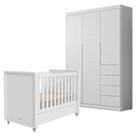 Berço Americano Tutto New e Guarda Roupa Infantil Eloá Branco Acetinado Phoenix Baby