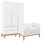 Berço Americano Unique e Guarda Roupa 3 Portas Nature Clean Branco Soft Eco Wood Matic
