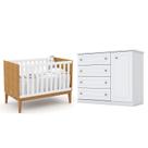 Berço Americano Unique Freijó Branco Soft Eco Wood - Matic e Cômoda Infantil Americano Branco HP Henn
