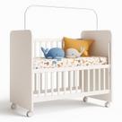 Berço BabySense Com Grade Móvel Colçhão, Mini Berço Infantil Bedside Ergonômico Confortável