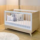 Berço Bebê Americano 2 em 1 vira cama infantil Quater MDF 18mm Cor Branco com Carvalho Malva