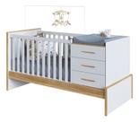 Berço Bebê E Cia Multifuncional 5 Em 1 Mdf Branco C/ Amêndoa Branco/amêndoa