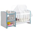 Berço Boneca Cristal Ursinho C02 Branco Azul