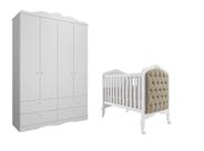 Berço capitone Guarda Roupa Provençal Encanto Permobili MDF Berço capitone Guarda Roupa Provençal Encanto Permobili MDF